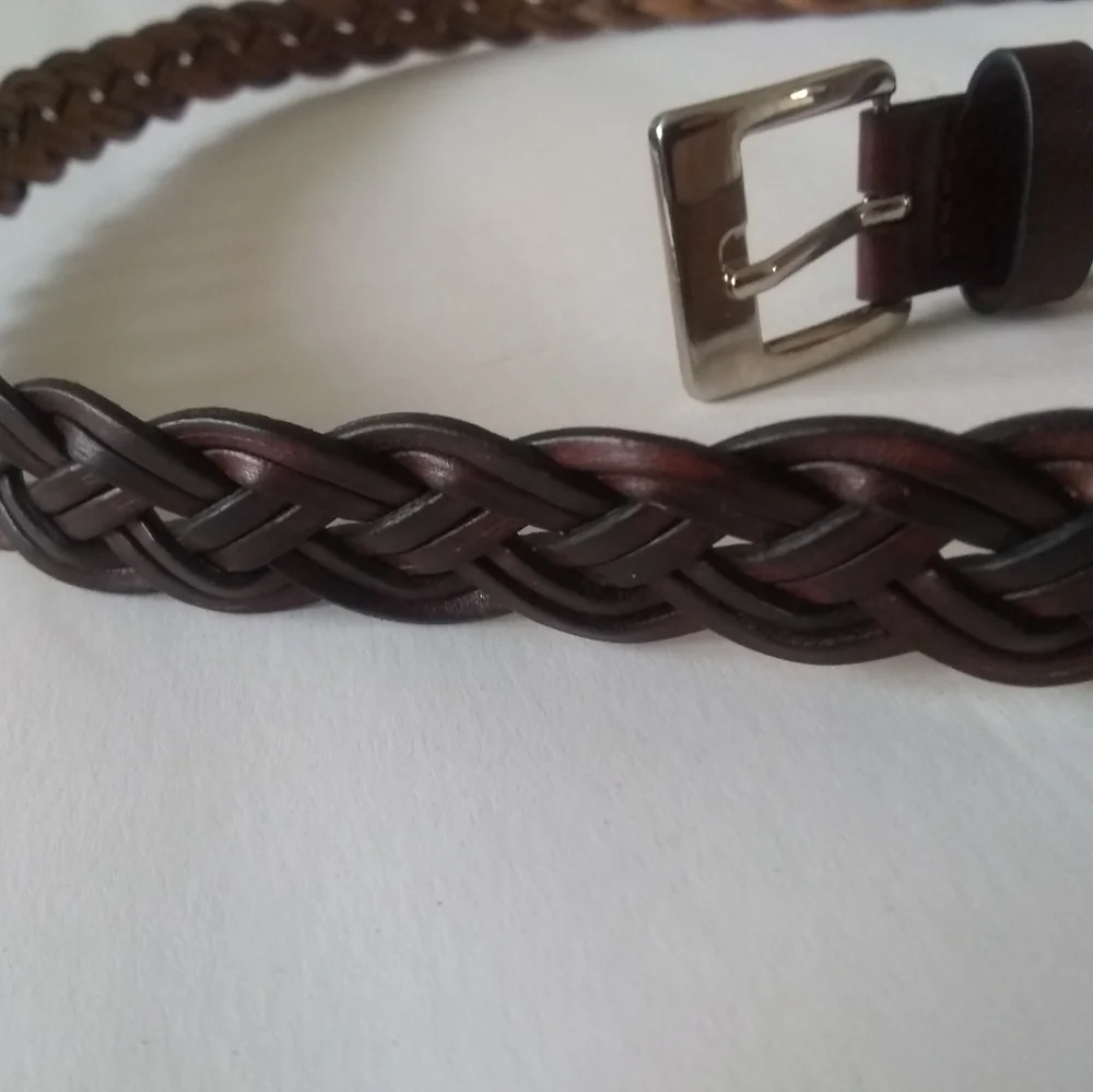 Women's Sonoma Goods For Life Solid & Braided Leather Belt COGNAC BLK SZ SMALL
